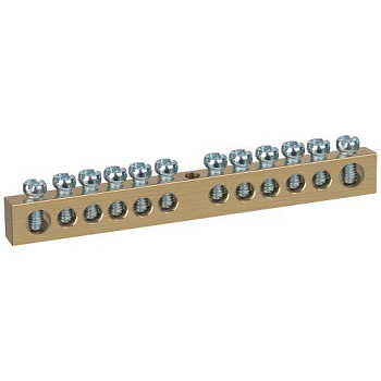 Шина NO-122-32 PEN земля-ноль 8х12мм 12/1 латунная крепеж по центру Эра Б0047247