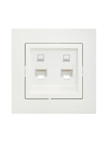 Розетка компьютерная 2-м СП Vesna механизм жемчуж./бел. перламутр LEZARD 742-3088-141