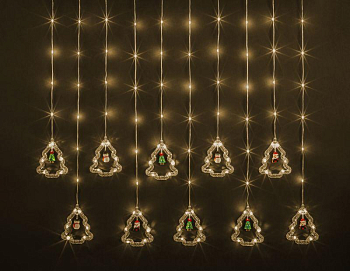 Гирлянда светодиодная "Бахрома" "Елки и фигурки" 95 007 NGF-D034-01 3х0.6м WW IP20 Navigator 95007