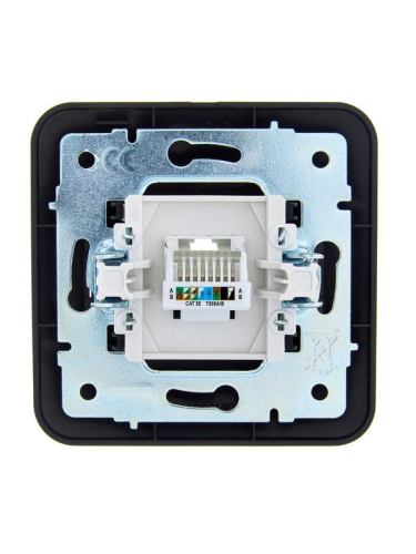 Розетка компьютерная 1-м СП ASTI IP20 RJ45 в сборе Cat 5e черн. бархат LEZARD 7081-4242-139