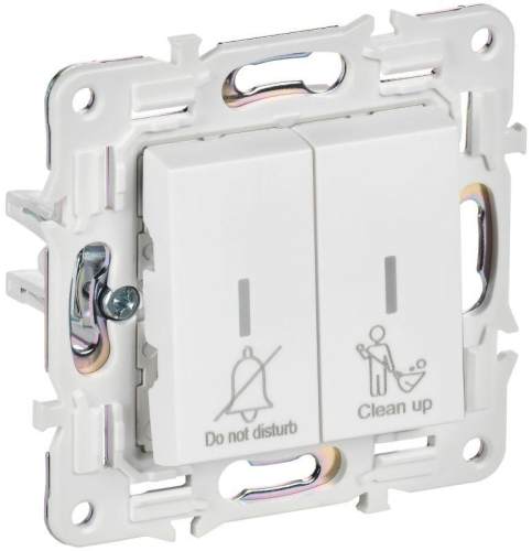 Выключатель 2-кл. SKANDY 10А SK-V16W для отелей с индикацией арктич. бел. IEK SK-V20-2-10-K01