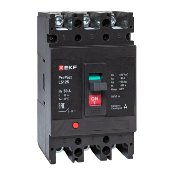 Выключатель автоматический 3п 50А 18кА LS125 ProPact EKF mccb-125-18-3-50-ls