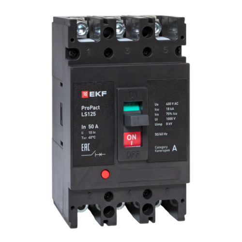 Выключатель автоматический 3п 50А 18кА LS125 ProPact EKF mccb-125-18-3-50-ls
