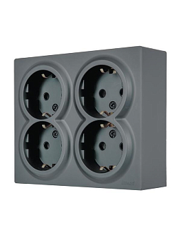 Розетка 4-м ОП LETO с заземл. закрытый корпус ПБТ графит LEZARD 752-3400-127BDP