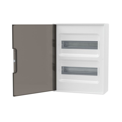 Щиток 24мод. настен. FRAME с тонированной дверцей с шин. PEN 2шт 8 отв. + 2шт 6 отв. бел. DKC F24W1WD