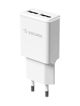 Устройство зарядное сетевое для смартфонов 2 USB 12Вт КОСМОС KHCH10WUSB2