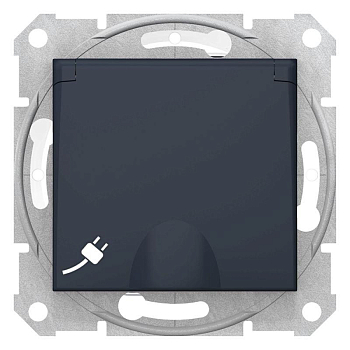 Механизм розетки 1-м СП Sedna 16А IP44 с заземл. быстрозажим. контакты защ. шторки с крышкой графит SchE SDN3100570