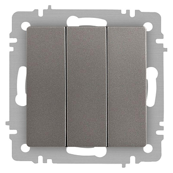 Выключатель Accent 6-106-09 тройной 10А-250В IP20 СУ AL/CU титан Intro Б0063549