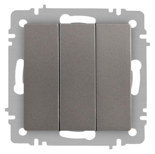 Выключатель Accent 6-106-09 тройной 10А-250В IP20 СУ AL/CU титан Intro Б0063549