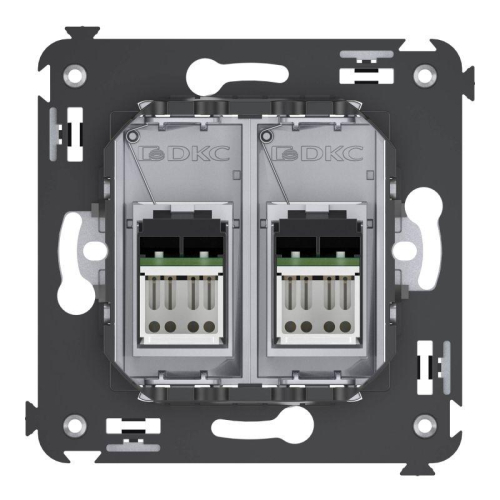 Розетка 2-м RJ-45 СП кат.5e Avanti "Закаленная сталь" DKC 4404464