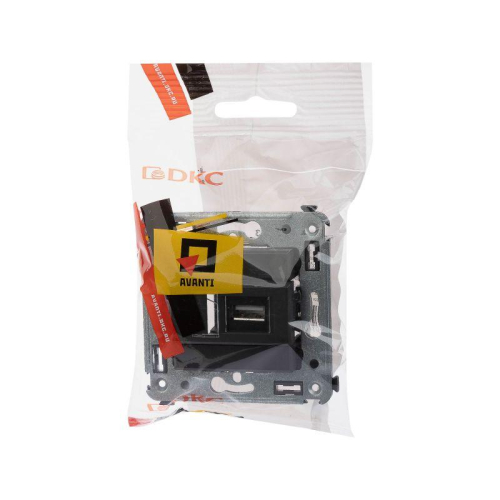 Розетка USB 2.0 1-м СП Avanti "Черный матовый" тип А-А DKC 4412403