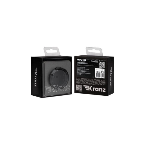 Розетка 1-м СП ROUND MIELE 16А с заземл. защ. шторки и крышкой титан Kranz KR-78-0702-2