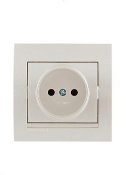 Розетка 1-м СП Deriy 16А IP20 без заземл. керамика жемчуж./бел. метал. LEZARD 702-3030-121
