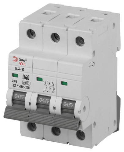 Выключатель автоматический 3п D 40А 4.5кА ВА47-63 PRO ЭРА Б0059481