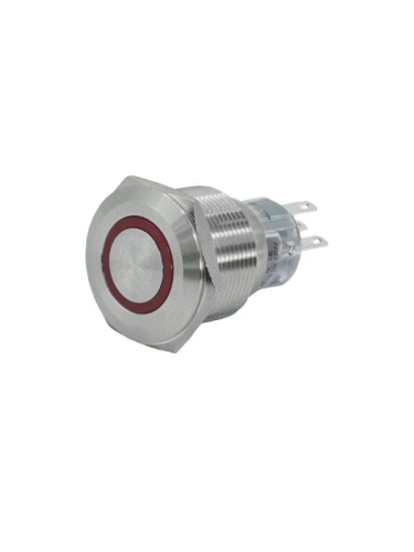 Выключатель кнопочный GQ22-L-11E/R/220V/S 1НО+1НЗ цилиндр с подсветкой 220В AC/DC d22мм IP65 метал. красн. Электротехник ET020094