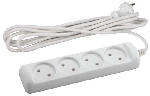 Удлинитель 4х3м без зазeмл. 10А IP20 U-4-3m ПВС 2х1 ЭРА Б0028362