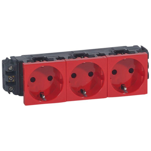 Розетка 3-м СП 6мод. Mosaic 16А IP20 немецк. стандарт винтов. клеммы механизм красн. Leg 077613