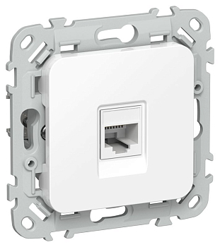 Розетка компьютерная СП FLITE РК6-1-0-ФлБ RJ45 кат.6 UTP механизм бел. IEK FI-K12-2-K01