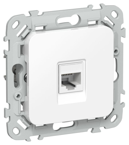 Розетка компьютерная СП FLITE РК6-1-0-ФлБ RJ45 кат.6 UTP механизм бел. IEK FI-K12-2-K01