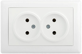 Механизм розетки 2-м СП Bolero РС20-1-0-ББ 10А IP20 без заземл. бел. IEK ERB29-K01-10