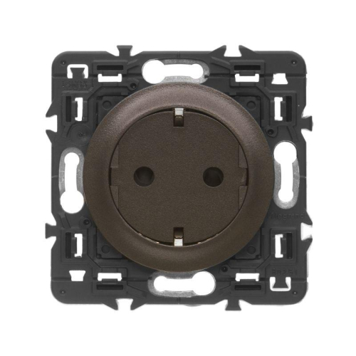 Розетка 1-м 2мод. Celiane 16А IP20 2P+E немецк. стандарт безвинтов. клеммы с плоск. лицев. панелью механизм графит Leg 067168