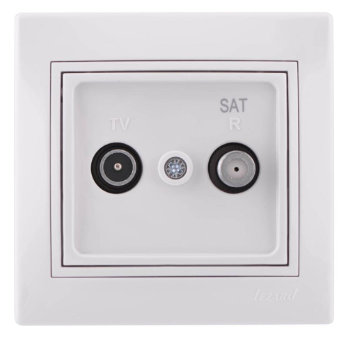 Розетка телевизионная проходная TV/SAT Mira с бел. вставкой бел. LEZARD 701-0202-160