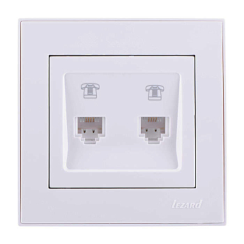 Розетка телефонная 2-м СП Rain RJ11 16А IP20 евро стандарт бел. LEZARD 703-0202-138