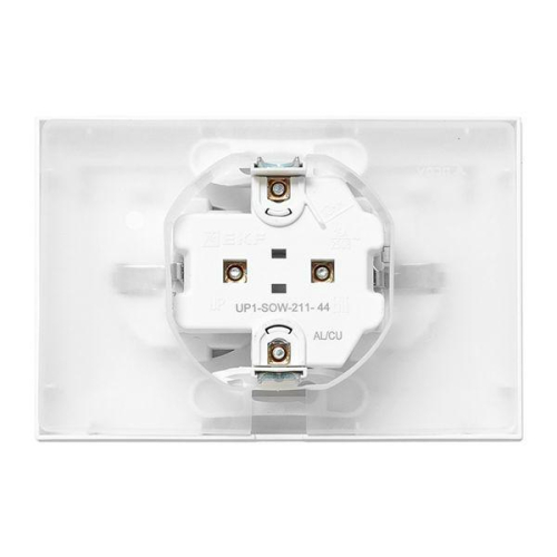 Розетка 2-м СП Эпика 16А IP44 с заземл. защ. шторки с рамкой с крышками механизм бел. EKF UP1-SOW-211-44