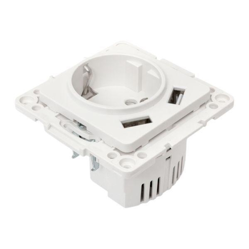 Розетка 1-м СП Стокгольм 16А USB 2A с заземл. защ. шторки винтов. клеммы механизм бел. EKF EYR16-2USB-typeA