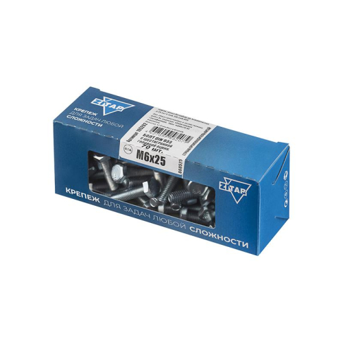 Болт с шестигранной головкой М6х25 DIN 933 оцинк. (уп.70шт) Tech-Krep/Zitar 105202