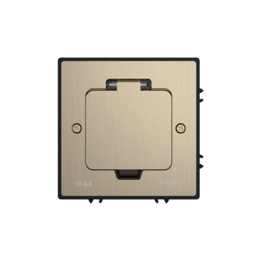 Лючок MultiDesk MDK20 на 2мод. IP44 с монтажной коробкой для бетонных полов никель SE MDK20202NC