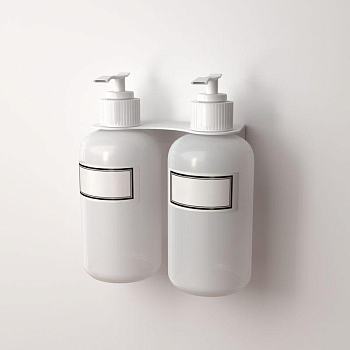 Держатель дозатора для жидкого мыла и шампуней на 2 флакона настенный бел. Rexant 38-0700