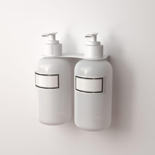 Держатель дозатора для жидкого мыла и шампуней на 2 флакона настенный бел. Rexant 38-0700