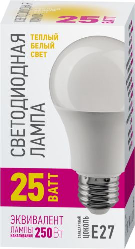 Лампа светодиодная 90 446 OLL-A60-25-230-2.7K-E27-PROMO 25Вт грушевидная 2700К E27 220-240В ОНЛАЙТ 90446