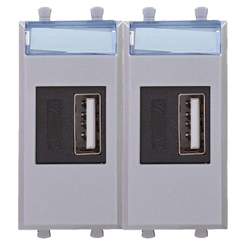 Устройство зарядное USB модульное 2мод. Avanti "Закаленная сталь" DKC 4404542