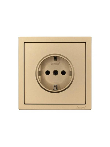 Розетка 1-мест. с защитн.шторк. СП ZIMA IP20 16А ПБТ безвинт. зажим зол. LEZARD 704-3688-124BQC