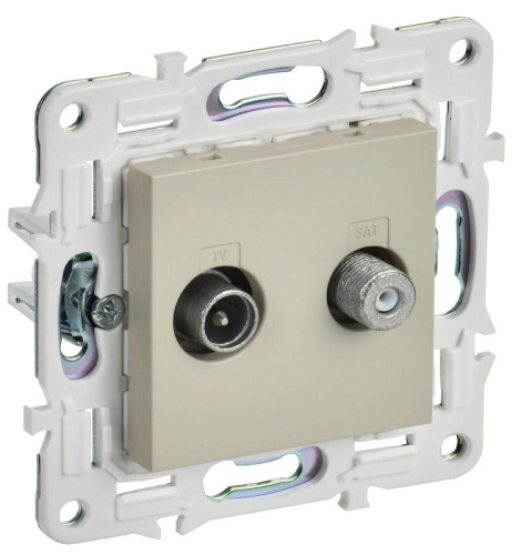 Розетка двойная TV+SAT SKANDY SK-A13B беж. IEK SK-AF20-O-K10