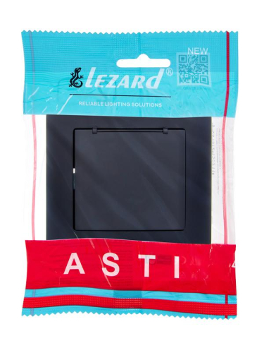 Розетка 1-м СП ASTI 16А IP20 с заземл. с крышкой термопласт в сборе черн. бархат. LEZARD 7081-4242-123В