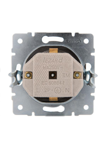 Розетка 1-м СП Karina с заземл. с крышкой керамика механизм черн. бархат LEZARD 707-4288-123