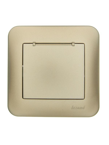 Розетка 1-м СП ASTI 16А IP20 с заземл. с крышкой термопласт в сборе золото. LEZARD 7081-3636-123В