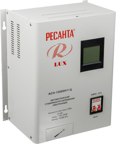 Стабилизатор напряжения АСН-12000 Н/1-Ц Lux 1ф. 12кВт IP20 Ресанта 63/6/22