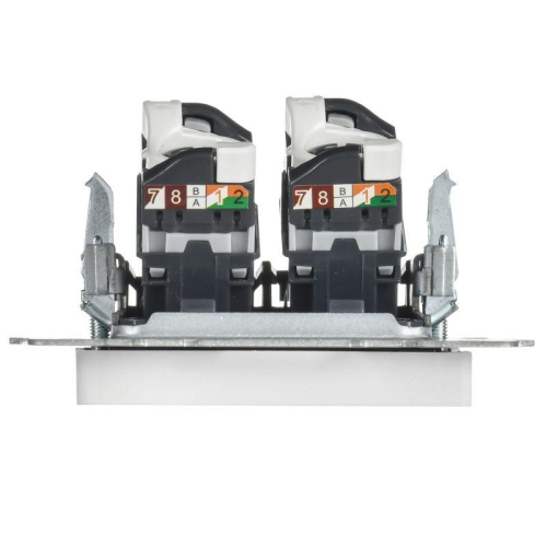 Розетка компьютерная 2-м СП BRITE РК11-2-БрАБ RJ45 кат.6 механизм арктич. бел. IEK BR-K20-2-K91