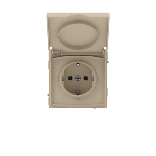Розетка силовая KANT IP44 2P+E защ. шторки с крышкой ванильн. марципан DKC 7015013