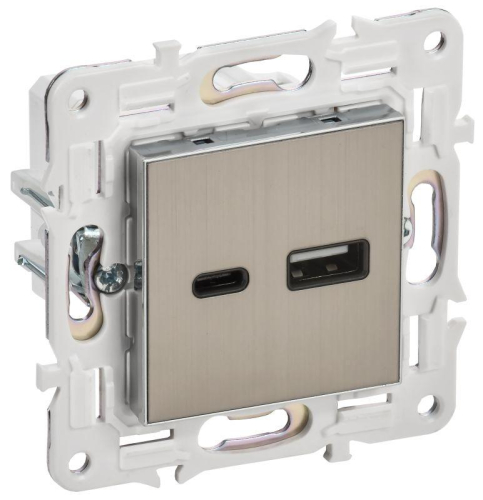 Розетка USB A+C 18Вт SKANDY SK-R13N никель IEK SK-U22-018-K50