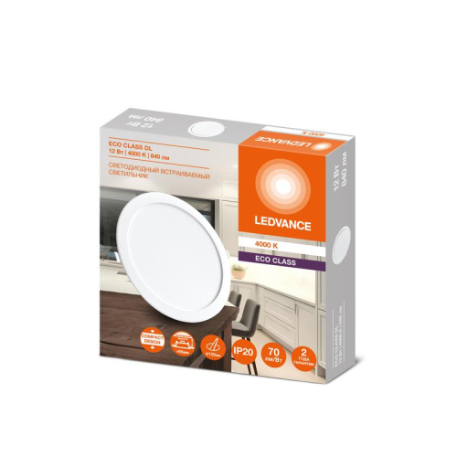 Светильник светодиодный Downlight DL 840 12Вт 4000К IP20 840лм ДВО встраив. даунлайт круглый бел. LEDVANCE 4607194235520