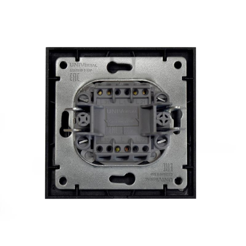 Выключатель 2-кл. СП Бриллиант 10А IP20 с подсветкой в сборе графит Universal 7947410-Gr