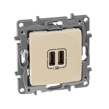 Розетка USB 2-м СП 2мод. Etika 240В/5В 2400мА механизм сл. кость IEK 672394