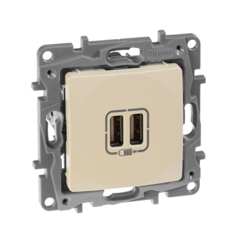 Розетка USB 2-м СП 2мод. Etika 240В/5В 2400мА механизм сл. кость IEK 672394