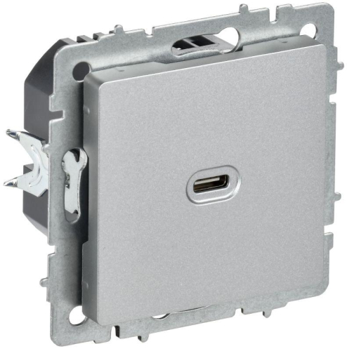 Розетка СП BRITE USB C 65Вт высокоскор. заряд. РЮ12-1-БрА алюм. IEK BR-U13-065-K47