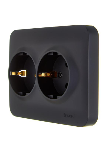 Розетка 2-м СП ASTI 16А IP20 с заземл. термопласт черн. бархат LEZARD 7081-4200-127B